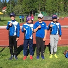 Vasemmalta katsoen Elias Oksanen (P10), Mikko Koivisto (P9), Lauri Lamminen (P9) ja Anton Sokoff (P10) valmistautuvat ottelupäivään