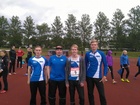 Miesten 4x400m joukkue. Vasemmalta Olli Verkama, Markku Jokinen, Teemu Mustonen ja Niilo Kantoniemi