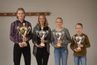 HSUn kiertopalkinnot saivat (vas.) Jermu Tarkiainen (Vuoden Urheilija, Minna Kouhia (Vuoden aikuisurheilija), Emma Rovasalo (vuoden tyttöjuniori) ja Eeli Rovasalo (vuoden poikajuniori)

Kuva: Hanna Tarkiainen