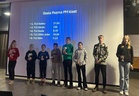 Ikäluokkiensa Parhaat juniorit rivissä: Iiris, Elias, Saini, Leo, Seela, Tobias ja Lumi