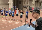 P13 1000m lähtöön valmistautuvat Leo ja Olavi. Kisat kuulutti vanha tuttu Jorma