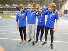 Iloinen P15 pikaviestin pronssijoukkue: Pyry, Marcus, Aleks ja Ilmari