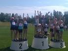 Hopeapallille nousi myös T11-sarjan 4x60m aitojen viestijoukkue, jossa juoksivat Linnea, Kia, Iisa ja Catarine